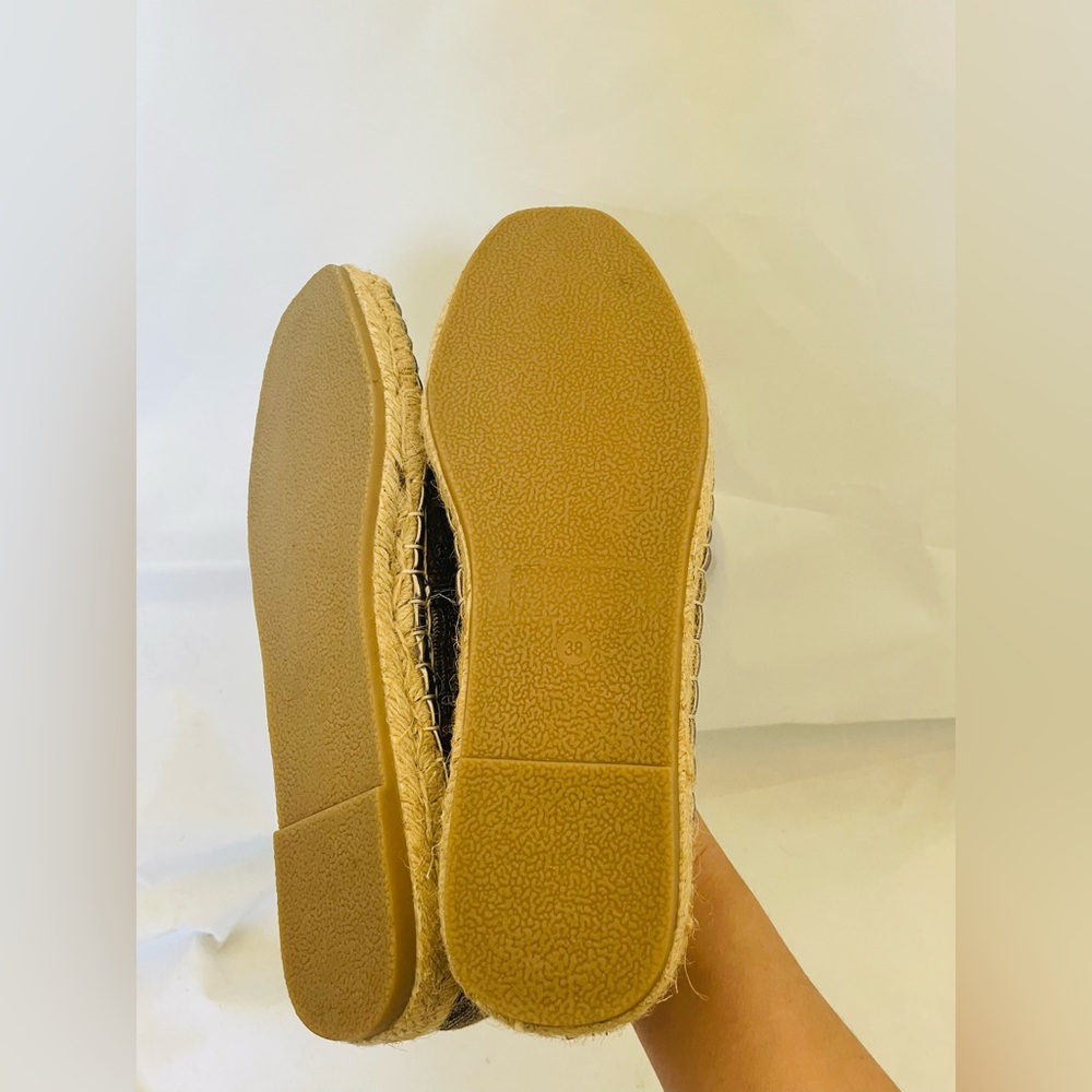 New Women's Sequin Espadrilles Glitter Slipper Casual Shoes - Gold 7.5 - Picture 3 of 5